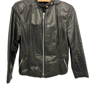 Vintage Oversized Leather Bomber Jackets black biker leather jacket small